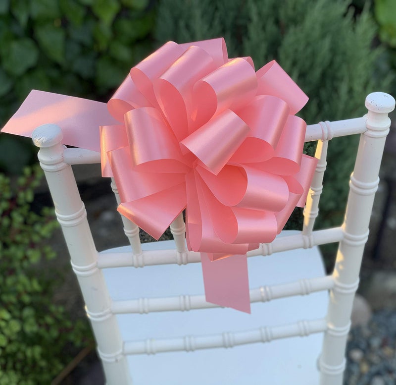 GiftWrap Etc Large Rose Petal Pink Ribbon Pull Bows - 9" Wide, Set of 6, Baby Shower, Gift Bows, Gender Reveal, Birthday, Breast Cancer Awareness Ribbons, Christmas, Valentine's Day, Easter - Image 2