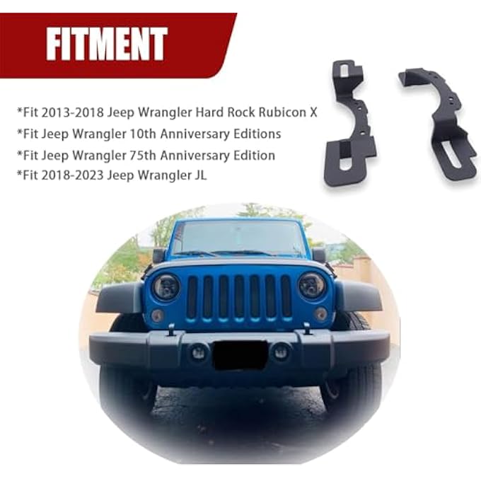 Wsays Xjmoto 4 Inch Led Fog Light Front Bumper Mounting Brackets Adapter Compatible With 20132018 Jeep Wrangler Hard Rock Rubicon X10Th Anniversary Editions75Th Anniversary Edition 20182023 Wrangler Jl - Image 3
