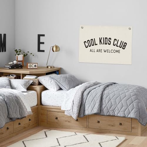 PLKMN Cool Kids Club Banner, Playroom Decor, All Are Welcome Linen Canvas Banner Wall Hanging Flag Decor for Nursery Toddler Room Boys Bedroom 20x30 Inch - Image 2