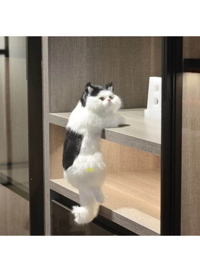 Lifelike Plush Cat Decoration Ornament - Realistic Black and White Fur for Home & Office - Image 4