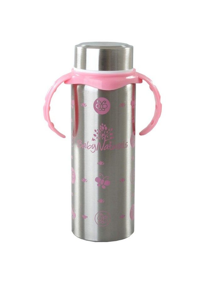 DOMENICO 3 In 1 Baby Steel Feeding Bottle Thermo Steel Multifunctional Sipper Nipple & Straw For New Born Babies;Toddlers Bpa Free;Stylish Design With Handle 240 Ml (For 3+ Month Baby) (Pink) - Image 5