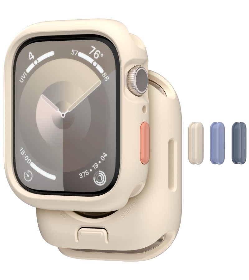 MAGEASY Protective Case for 44mm Apple Watch SE3, 45mm Apple Watch Series 9, 8, 7 | Shockproof Silicone Bumper, Skin - Starlight - Image 1