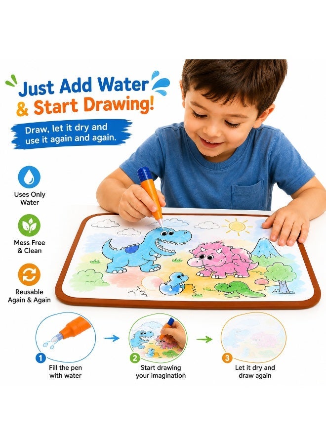 Twisoo Pack of 2 Magic Water Drawing Pad for Kids, Reusable Doodle Mat with Water Pen, No-Mess Coloring & Drawing Activity Book, Educational Creative Learning Toy for Boys & Girls - Image 3