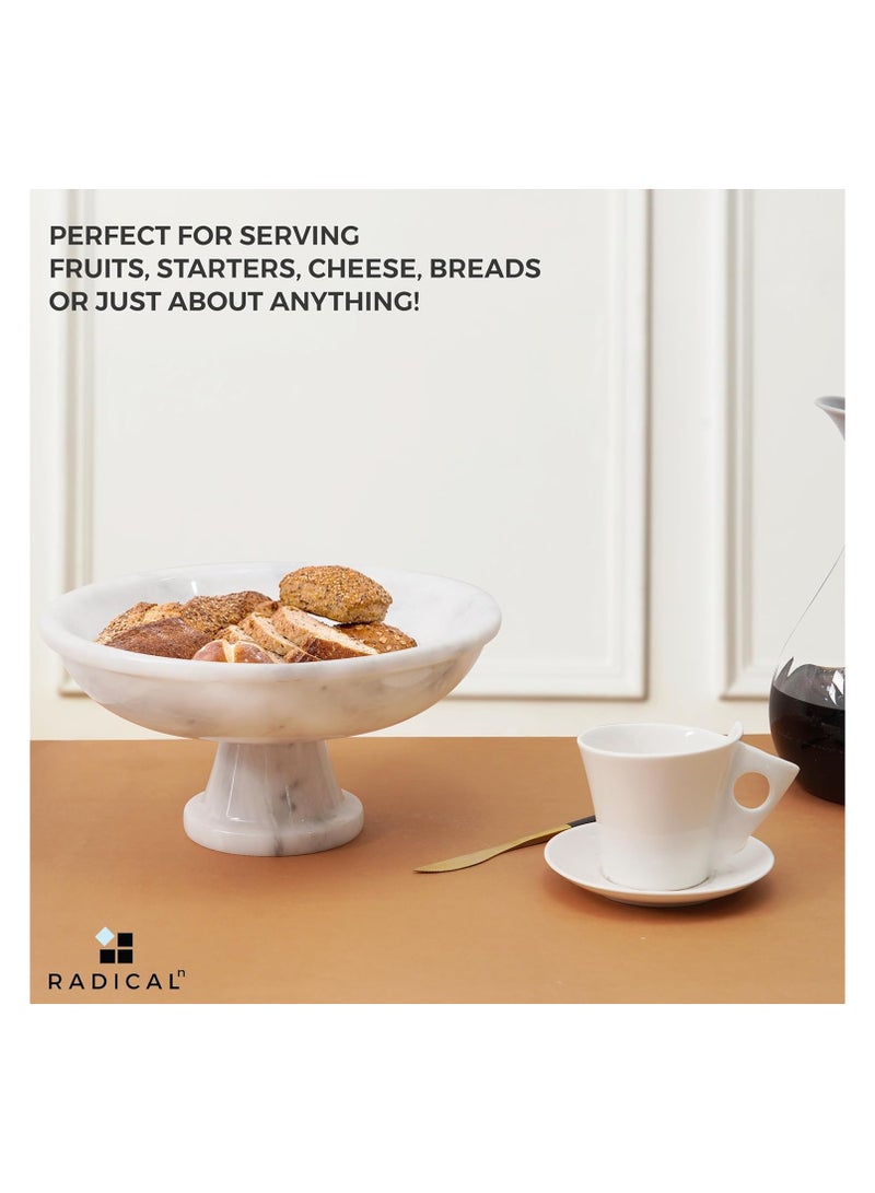 راديكالن وعاء فواكه من الرخام الأبيض | وعاء سلطة وموز مصنوع يدويًا للمطبخ، مقاس ١٠ بوصات - Image 4