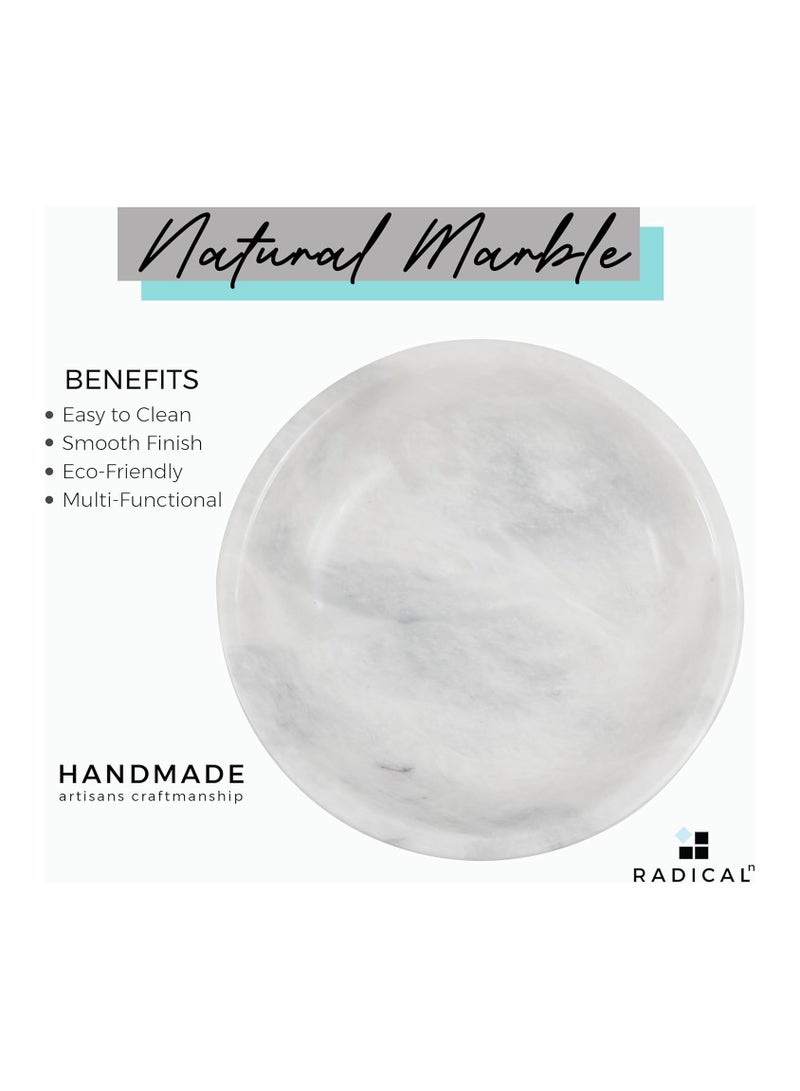 راديكالن وعاء فواكه من الرخام الأبيض | وعاء سلطة وموز مصنوع يدويًا للمطبخ، مقاس ١٠ بوصات - Image 3