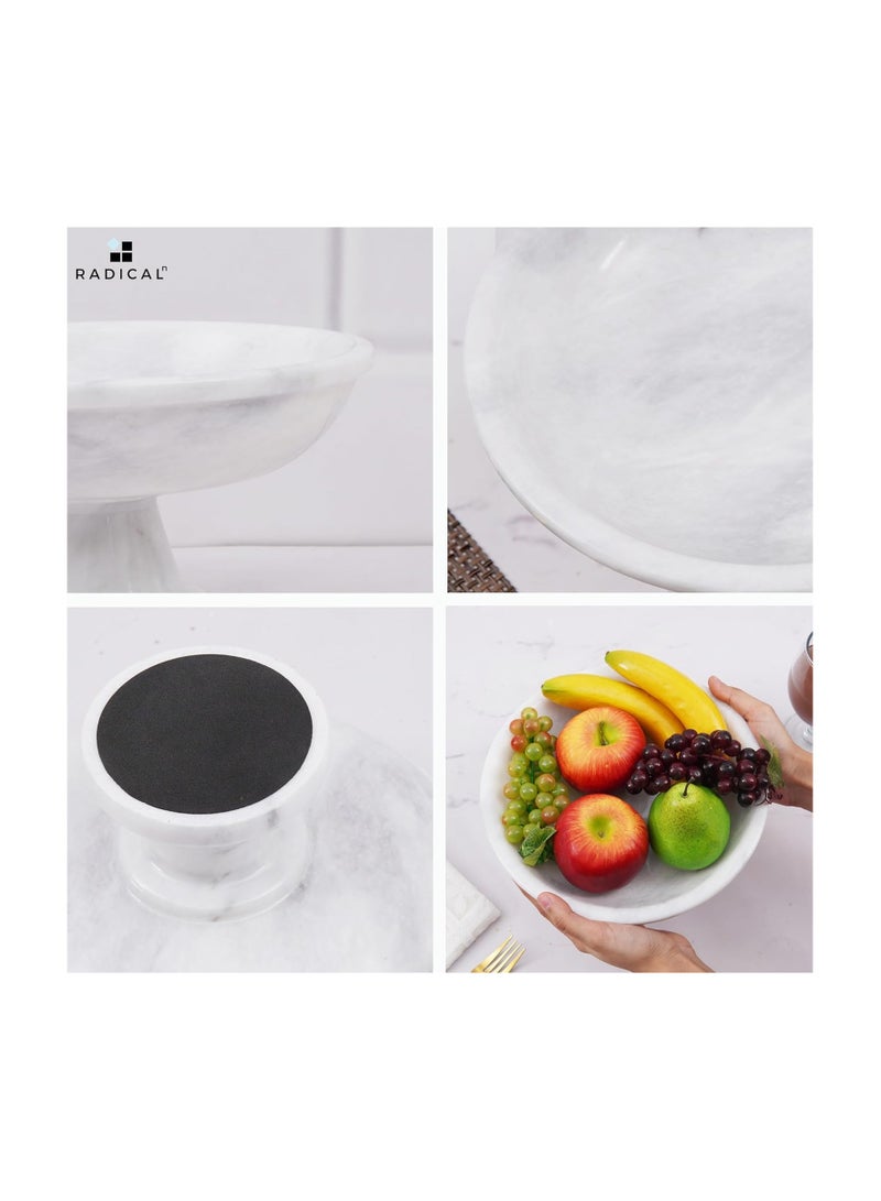 راديكالن وعاء فواكه من الرخام الأبيض | وعاء سلطة وموز مصنوع يدويًا للمطبخ، مقاس ١٠ بوصات - Image 5