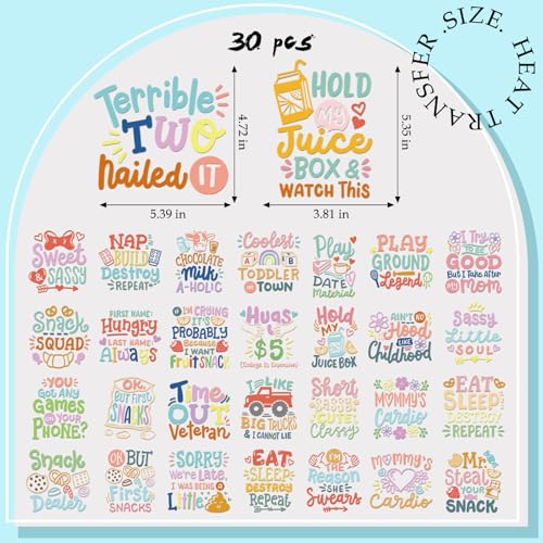 INCOK Funny Baby Quotes DTF Transfers Ready to Press - 30 Sheets Onesie Decorating Kit Baby Shower, Iron on Transfers for T Shirts Iron on Decals Patches for Bibs Bodysuit Pillow Cover DIY Gift - Image 5