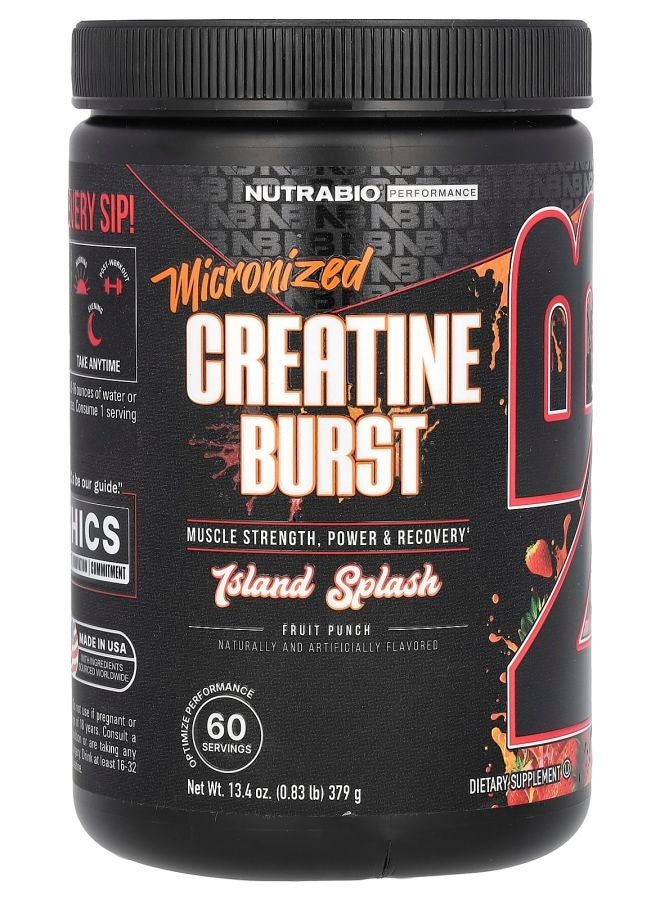 NutraBio Micronized Creatine Burst Island Splash Fruit Punch 0.83 lb (379 g)