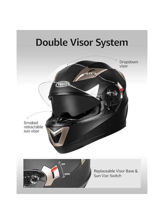 Arabest Helmet Motorcycle Full Face Helmet DOT Approved YM-829 Motorbike Street Bike Racing Helmet with Sun Visor for Adult,Youth Men and Women  - Image 2