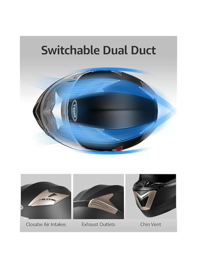 Arabest Helmet Motorcycle Full Face Helmet DOT Approved YM-829 Motorbike Street Bike Racing Helmet with Sun Visor for Adult,Youth Men and Women  - Image 4
