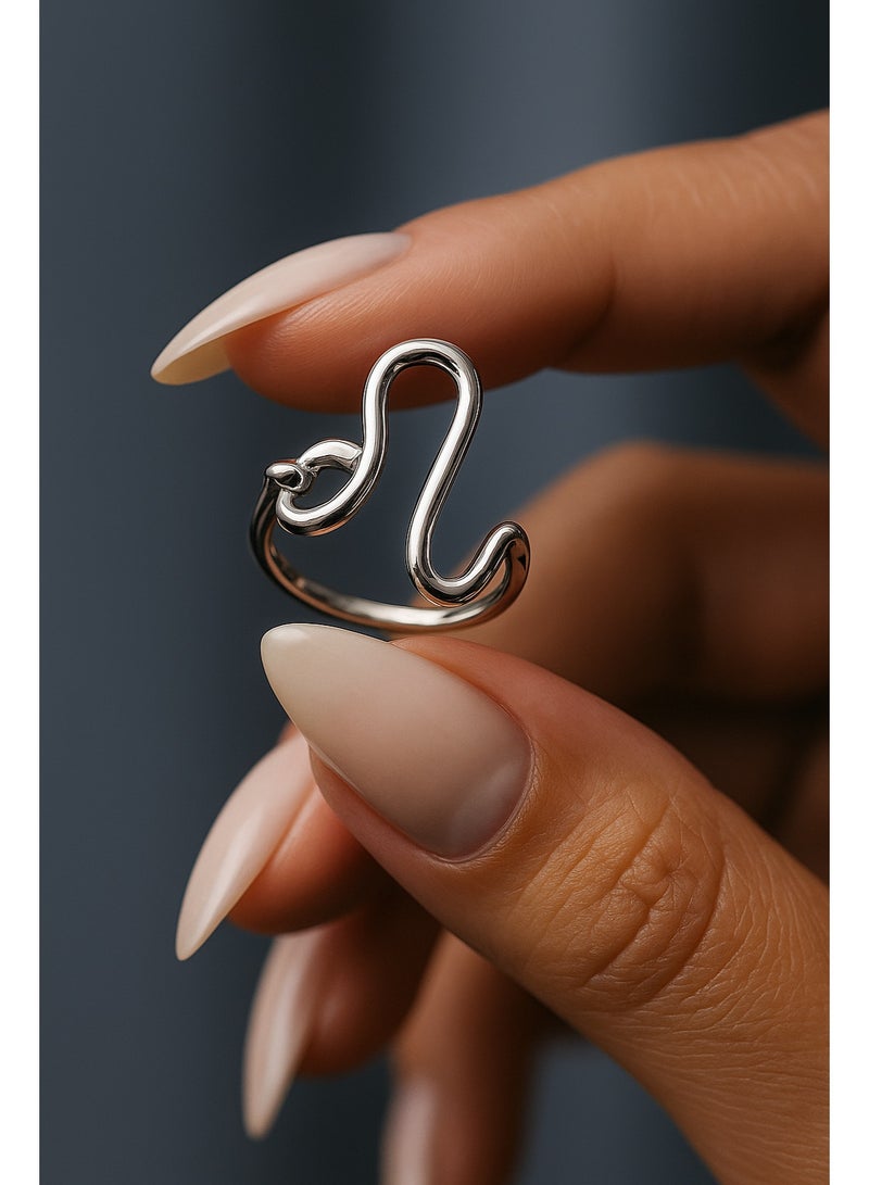 ثري دايموندز خاتم برج الأسد الفضي - مطلي بالبلاتين والروديوم هدية أنيقة للنساء مجوهرات الأبراج القابلة للتعديل - Image 3