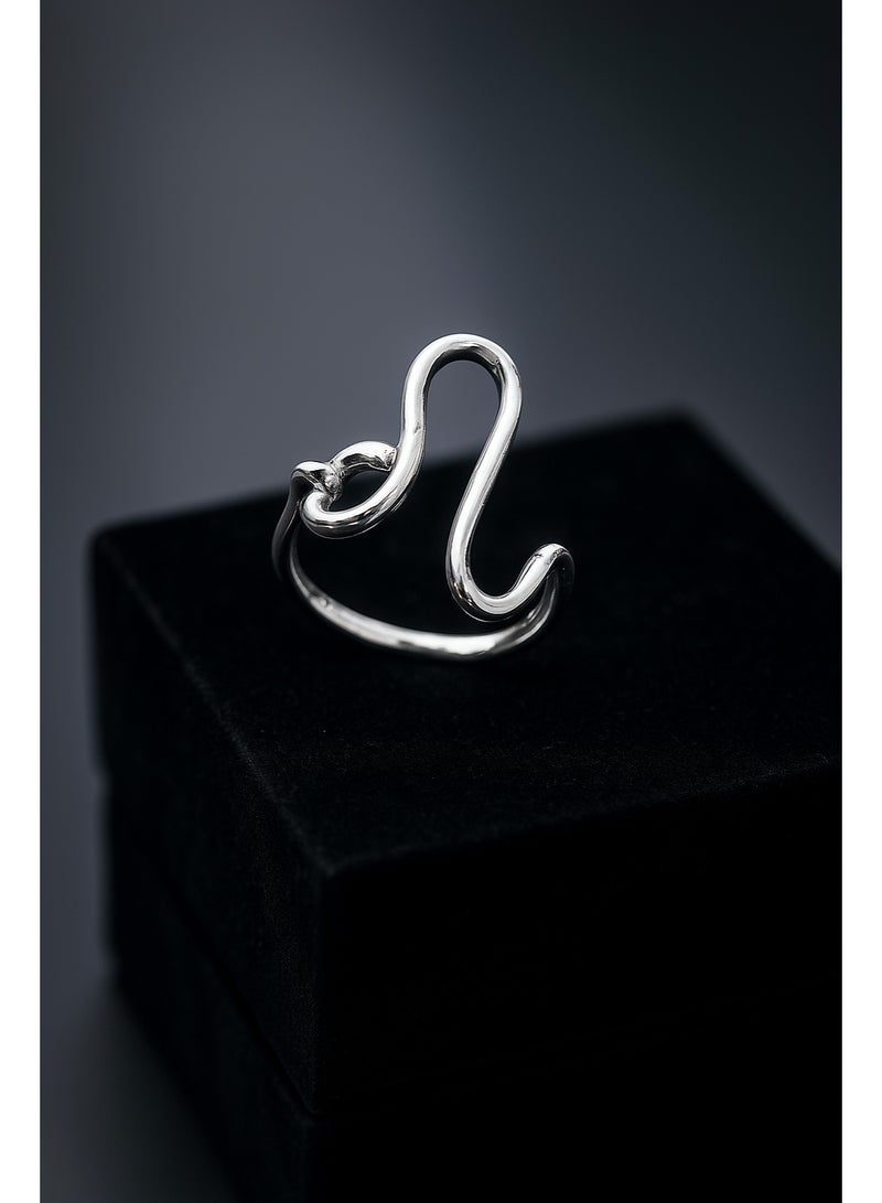 ثري دايموندز خاتم برج الأسد الفضي - مطلي بالبلاتين والروديوم هدية أنيقة للنساء مجوهرات الأبراج القابلة للتعديل - Image 2