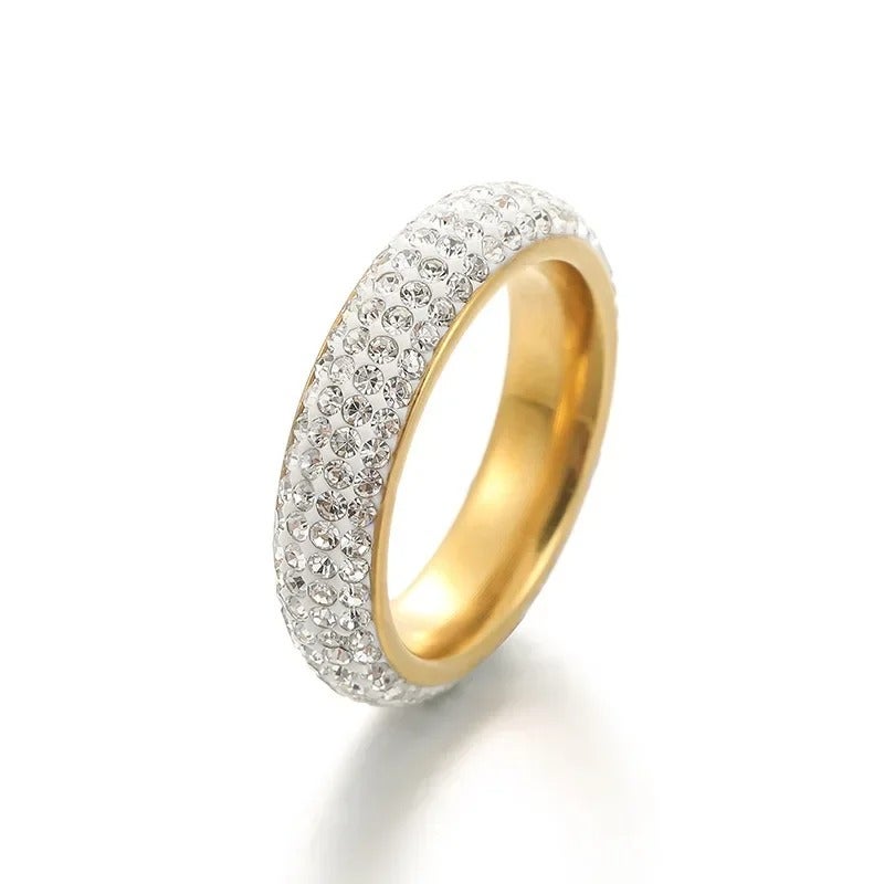 Golden Zirconic Stainless Steel Ring Size 18 - Image 1