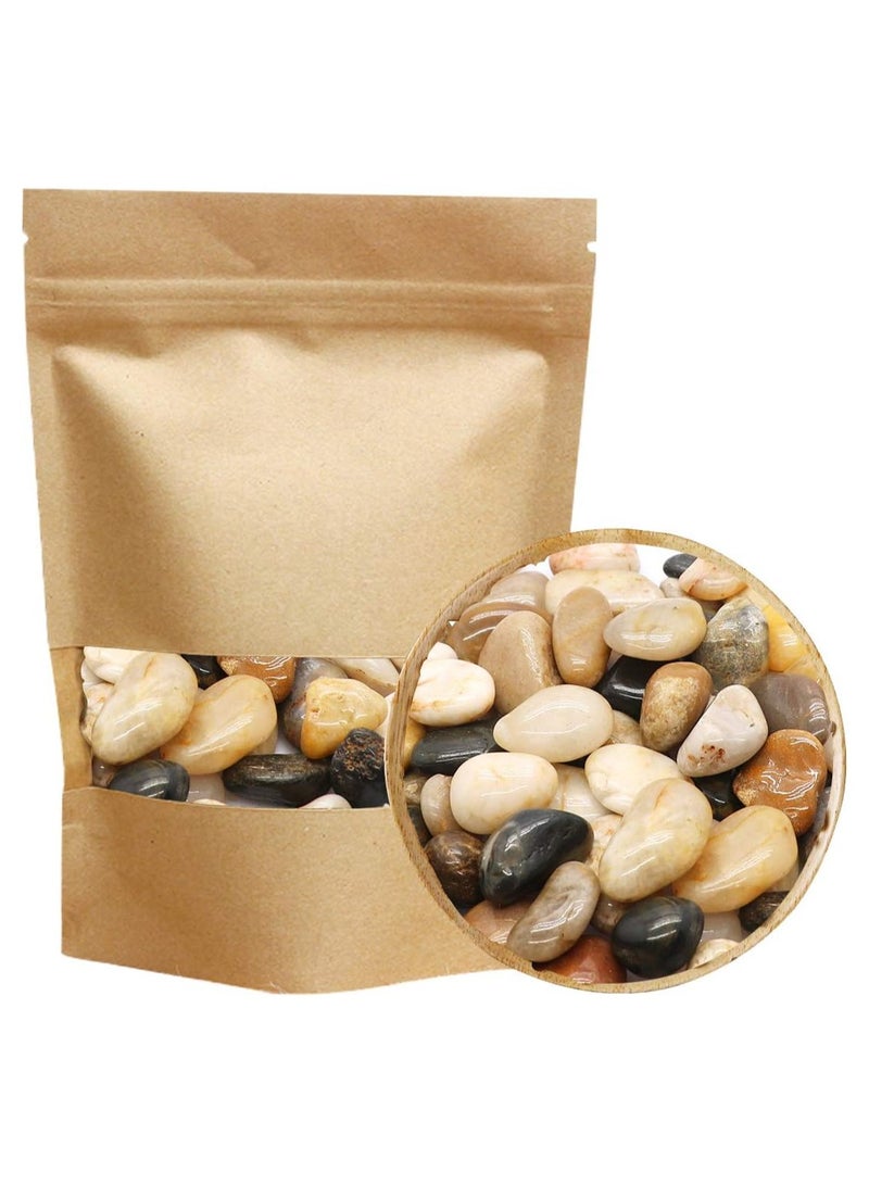 Home zone Polished River Stones Natural Decorative River Pebbles Rocks Mixed Colour Gravel River Rock for Outdoor or Indoor Décor Vase Fillers Landscaping 2.2 LBS (1 Kg) 1 to 1.5 Inch Size  - Image 1