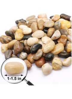 Generic Polished River Stones Natural Decorative River Pebbles Rocks Mixed Colour Gravel River Rock for Outdoor or Indoor Décor Vase Fillers Landscaping 2.2 LBS (1 Kg) 1 to 1.5 Inch Size  - Image 2