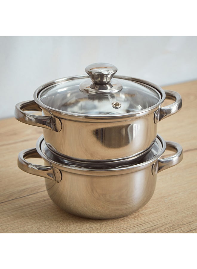 Home Box Marvel 2-Piece Stainless Steel Casserole with Glass Lid Set 2 L  - Image 1