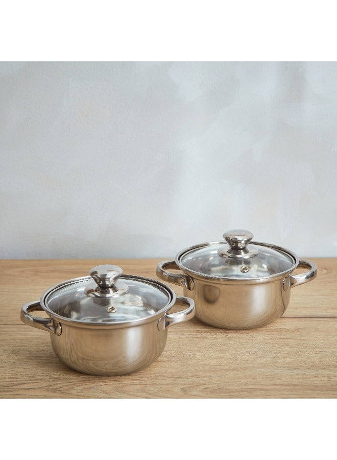 Home Box Marvel 2-Piece Stainless Steel Casserole with Glass Lid Set 2 L  - Image 3
