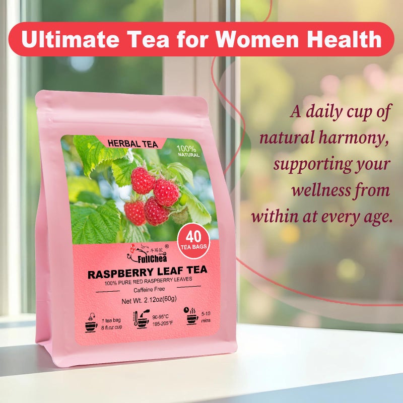 FullChea - Raspberry Leaf Tea Bag, 40 Teabags - Natural Pregnancy Tea - Pure Red Raspberry Leaf Herbal Tea - Non-GMO - Caffeine-free - Help Childbirth & Support Menstrual - Image 5
