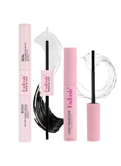 FADLASH Lash Bond and Seal Lash Extension Remover Kit for Cluster Lashes Soothing Oil 5ML Lash Glue Remover 48-72 Hours Cluster Lash Glue DIY Eyelash Extension Kit Self Application 2 Pcs at Home 