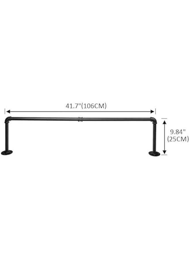 HOOKOR Clothes Rack, 41.7 Inch Industrial Pipe Wall Mounted Garment Rack, Space-Saving, Heavy Duty Detachable Garment Bar, Multi-Purpose Hanging Rod for Closet 2 Base (2 Pack)  - Image 4
