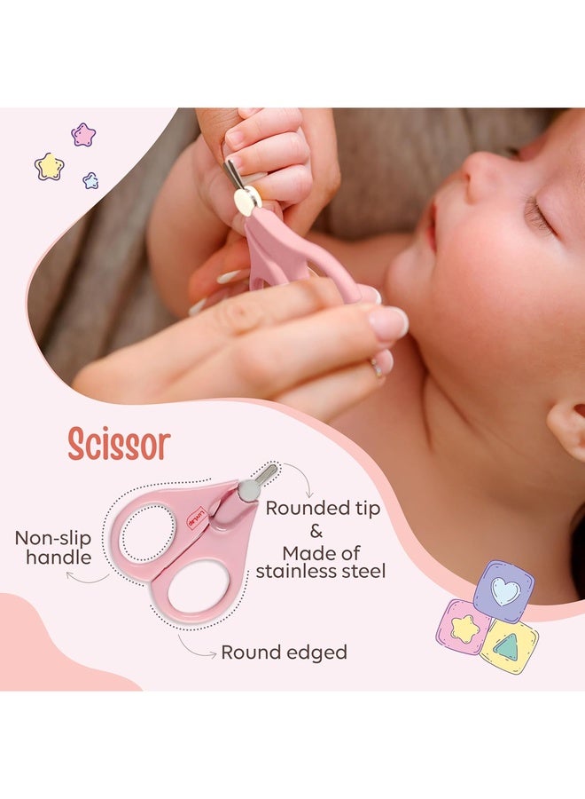 Luvlap Baby 4in1 Nail Grooming Set, Scissor, Clipper, Tweezer & Filer, Baby Grooming Kit, Baby Nail Scissor, Grooming Kit for New Born Baby, Baby Nail Cutter, New Born Grooming Kit, 4pcs, Pink, 0m+ - Image 3
