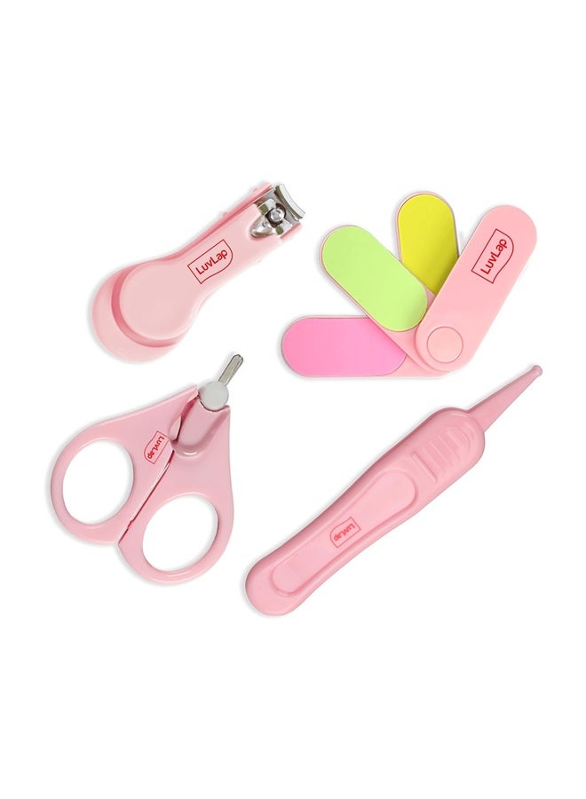 Luvlap Baby 4in1 Nail Grooming Set, Scissor, Clipper, Tweezer & Filer, Baby Grooming Kit, Baby Nail Scissor, Grooming Kit for New Born Baby, Baby Nail Cutter, New Born Grooming Kit, 4pcs, Pink, 0m+ - Image 1