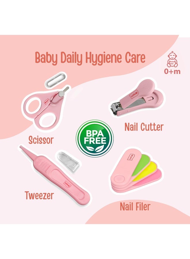 Luvlap Baby 4in1 Nail Grooming Set, Scissor, Clipper, Tweezer & Filer, Baby Grooming Kit, Baby Nail Scissor, Grooming Kit for New Born Baby, Baby Nail Cutter, New Born Grooming Kit, 4pcs, Pink, 0m+ - Image 2