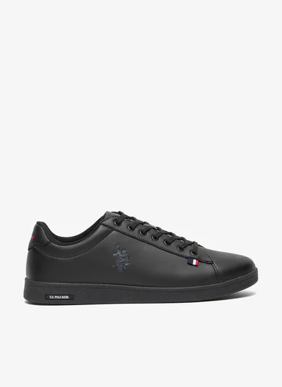 U.S. Polo Assn. Men's Black Low-Top Sneakers - Bold Lace-Up Style, Comfortable Casual Footwear Shoes