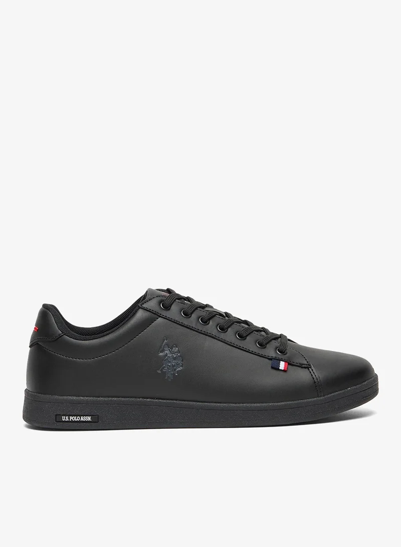 U.S. Polo Assn. Black Men's Black Low-Top Sneakers - Bold Lace-Up Style, Comfortable Casual Footwear Shoes for Men | Best Price UAE