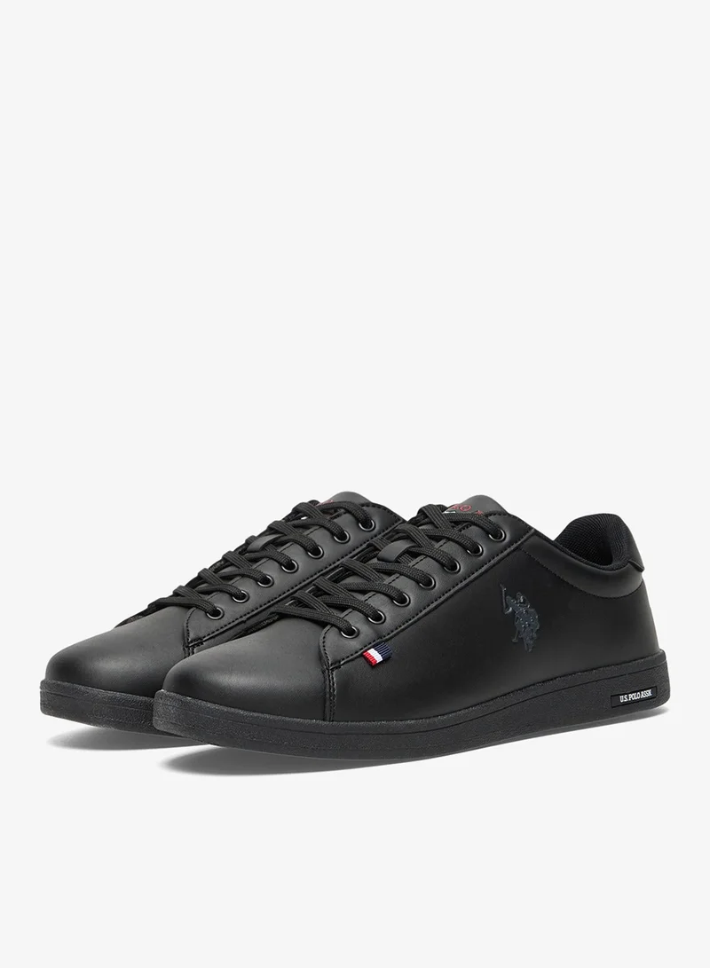 U.S. Polo Assn. Black Men's Black Low-Top Sneakers - Bold Lace-Up Style, Comfortable Casual Footwear Shoes for Men | Best Price UAE