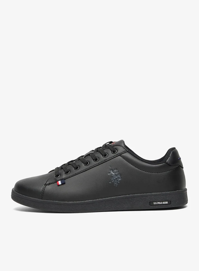 U.S. Polo Assn. Black Men's Black Low-Top Sneakers - Bold Lace-Up Style, Comfortable Casual Footwear Shoes for Men | Best Price UAE
