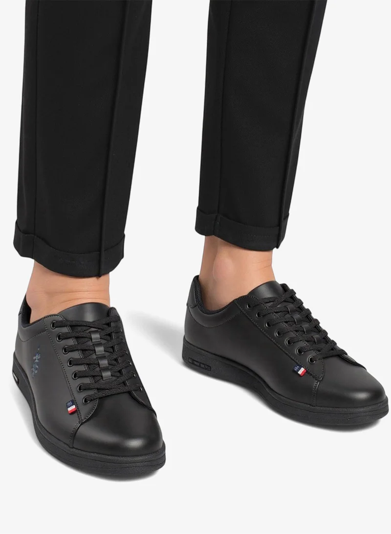 U.S. Polo Assn. Black Men's Black Low-Top Sneakers - Bold Lace-Up Style, Comfortable Casual Footwear Shoes for Men | Best Price UAE