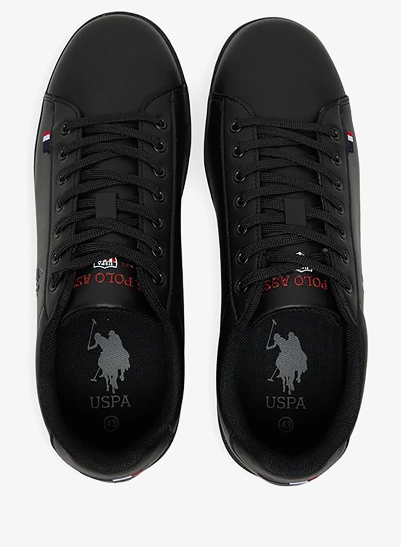 U.S. Polo Assn. Black Men's Black Low-Top Sneakers - Bold Lace-Up Style, Comfortable Casual Footwear Shoes for Men | Best Price UAE