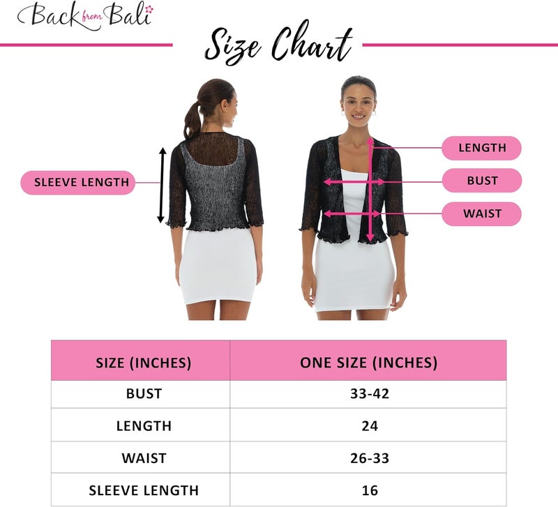 Back From Bali Womens Sheer Shrug Cardigan Lightweight Knit - Image 4