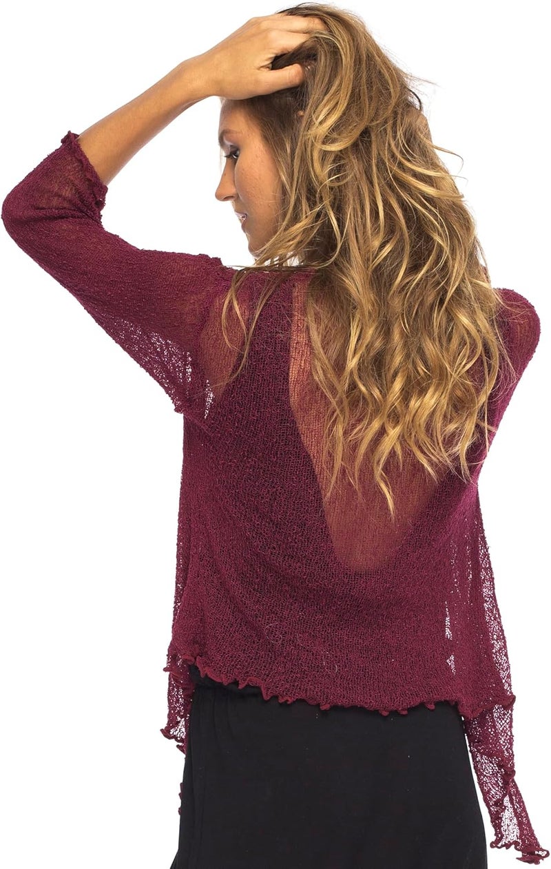 Back From Bali Womens Sheer Shrug Cardigan Lightweight Knit - Image 2
