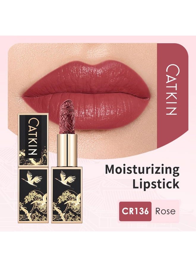 Catkin Rouge Matte Lipstick, Waterproof Long Lasting Satin Moisturizing Smooth Soft 0.13 Ounce-Chinese Style (CR136) - Image 5