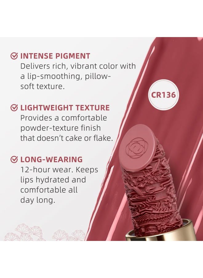 Catkin Rouge Matte Lipstick, Waterproof Long Lasting Satin Moisturizing Smooth Soft 0.13 Ounce-Chinese Style (CR136) - Image 4