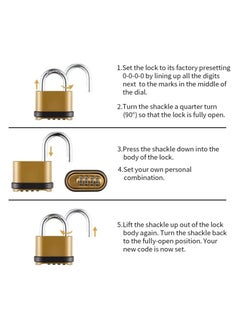 General 4 Digit Combination Lock, Heavy Duty Outdoor SecurityKeyless Carabiner DesignBrass FinishLong Release Padlock for Outdoor Use, Sheds  - Image 2