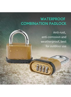 General 4 Digit Combination Lock, Heavy Duty Outdoor SecurityKeyless Carabiner DesignBrass FinishLong Release Padlock for Outdoor Use, Sheds  - Image 3