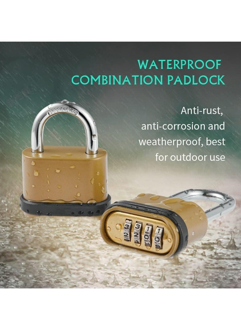 General 4 Digit Combination Lock, Heavy Duty Outdoor SecurityKeyless Carabiner DesignBrass FinishLong Release Padlock for Outdoor Use, Sheds  - Image 3