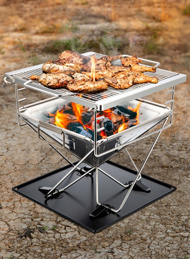 دي بي تي، شواية رحلات، موقد شواء متنقل، فضي، مقاس 40*40*36 سم - Image 2