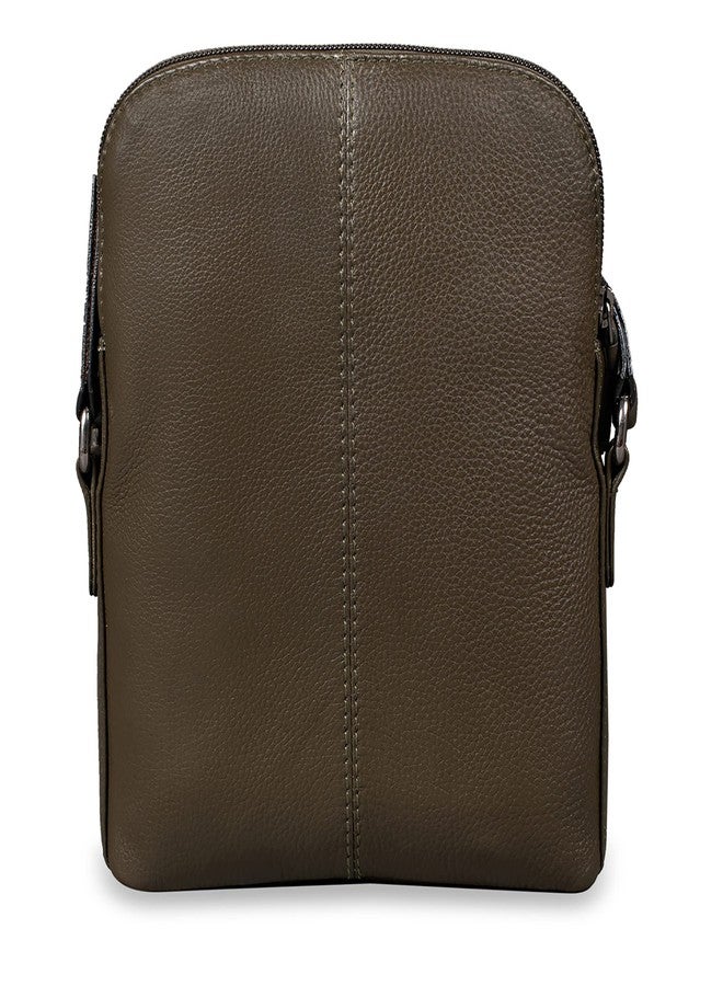 MAI SOLI Genuine Leather Commuter Slim Crossbody Sling Bag for Men's & Zip closure with Adjustable Straps - Olive Green - Image 5