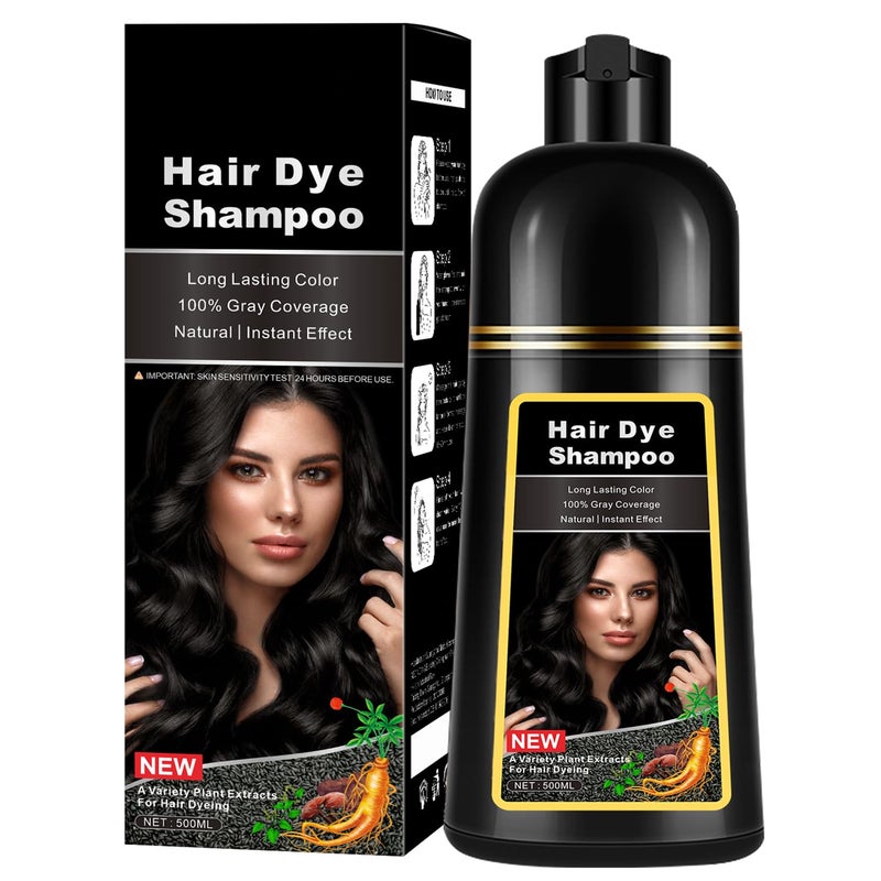 Natural Black Hair Dye ShampooMagic Hair Dye ShampooColors Hair in 15 MinutesLong Lasting500 Ml3In1 Hair Color