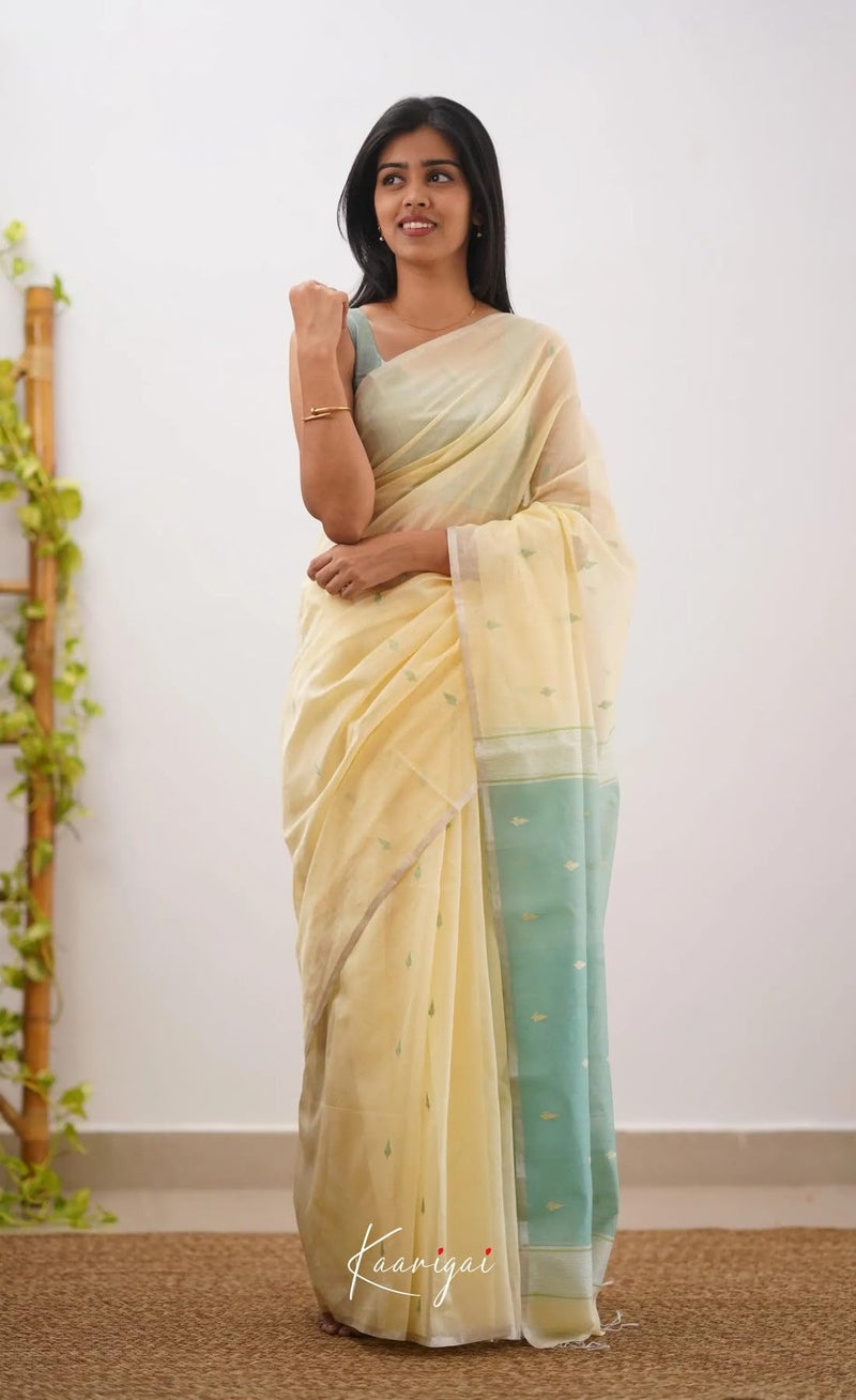 C J Enterprise Women's Banarasi Pure Kanjivaram Silk Saree Cotton Spun Saree for Wedding Soft Design Wear Sarees Latest Sari With Blouse Piece new ladies 2025 (Cotton-Lavender) (Cream_Firozi) - Image 4