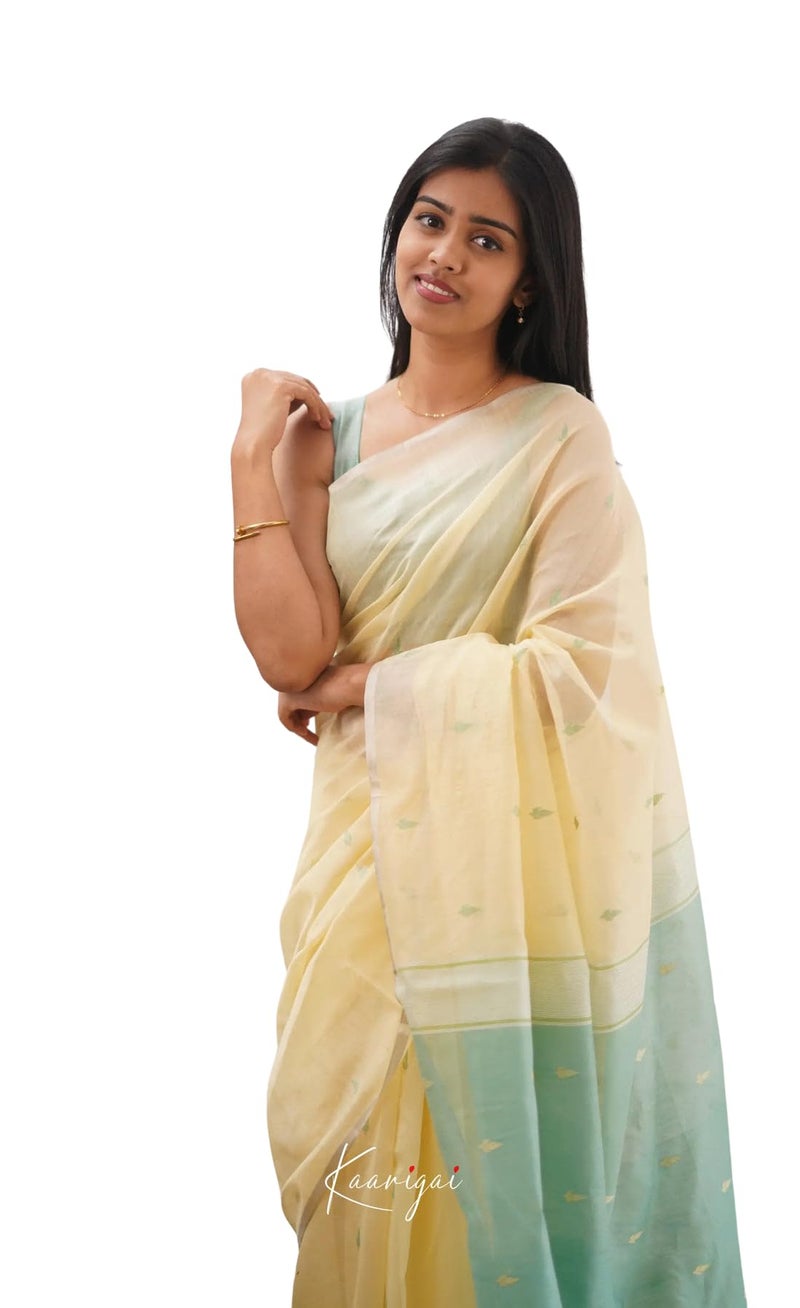 C J Enterprise Women's Banarasi Pure Kanjivaram Silk Saree Cotton Spun Saree for Wedding Soft Design Wear Sarees Latest Sari With Blouse Piece new ladies 2025 (Cotton-Lavender) (Cream_Firozi) - Image 1