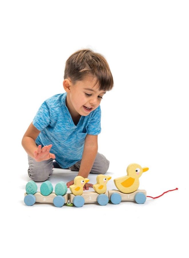Tender Leaf Toys Classic Wooden Pull Along Toy 9Pc Duck Family Set : 1 Mother Duck 2 Baby Ducks 3 Eggs And 3 Cars Encourages Number Learning 18 Months+ - Image 4