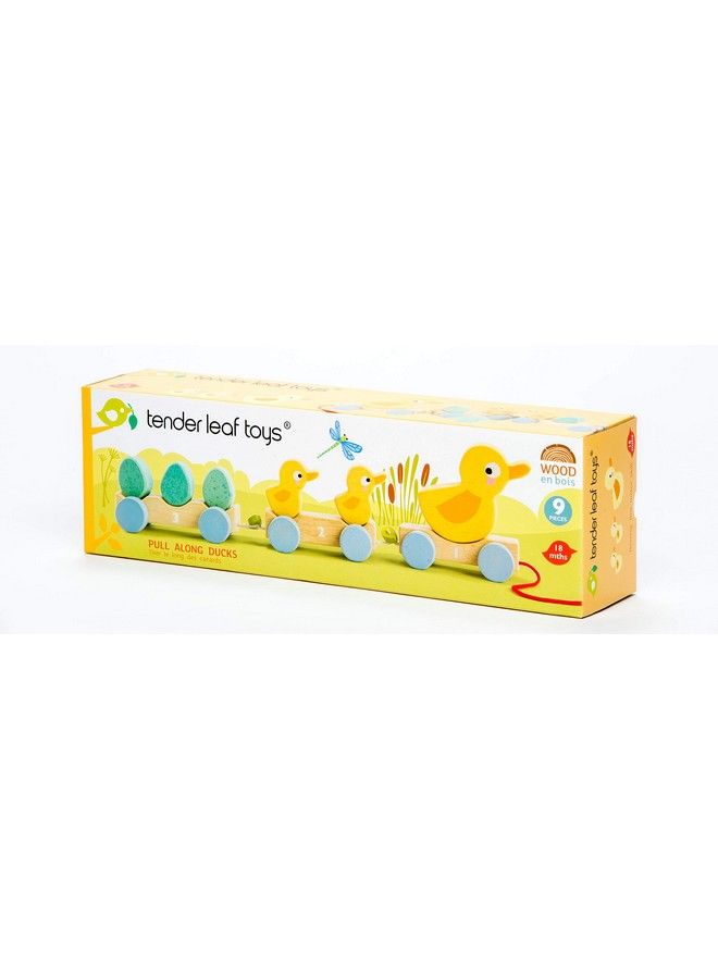 Tender Leaf Toys Classic Wooden Pull Along Toy 9Pc Duck Family Set : 1 Mother Duck 2 Baby Ducks 3 Eggs And 3 Cars Encourages Number Learning 18 Months+ - Image 3