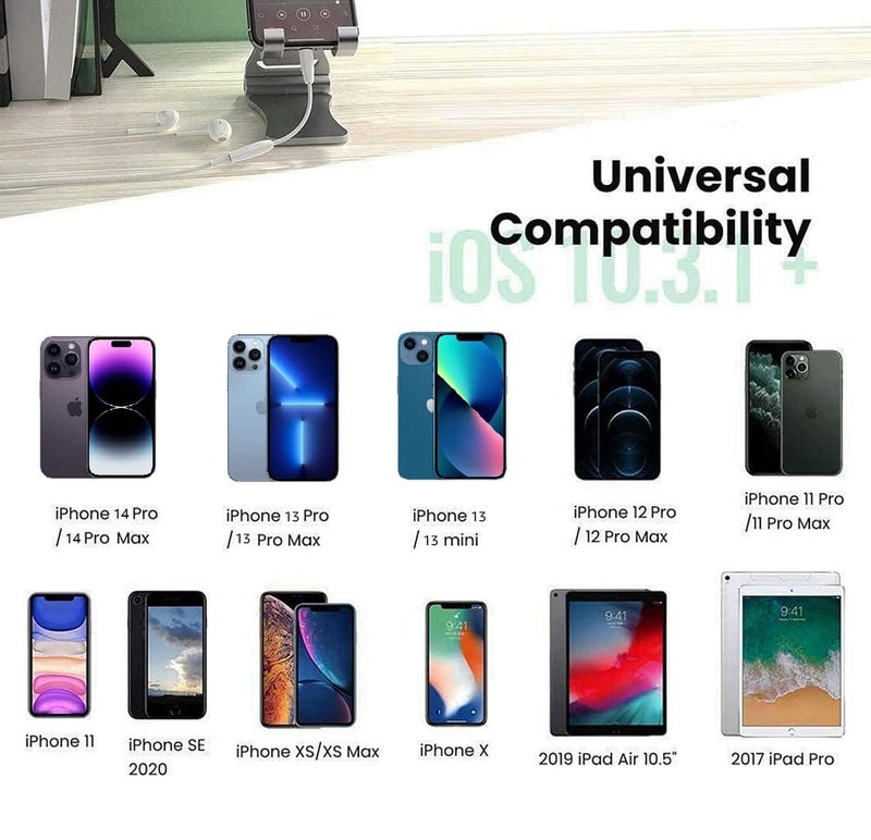 esbeecables [Apple MFi Certified] Apple Lightning to 3.5 mm Headphone Jack Adapter for iPhone, 2 Pack iPhone 3.5mm Aux Audio Adapter Converter Cable Dongle Compatible for iPhone 14 13 12 11 Pro Max XS XR X 8 7 6 - Image 4