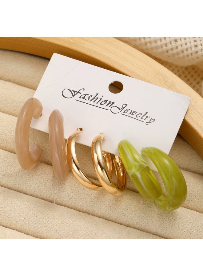 Goolsky طقم أقراط أكريليك ملون للنساء - مجموعة حلقات وأقراط بسيطة وأنيقة، مجوهرات يومية خفيفة الوزن - Image 2