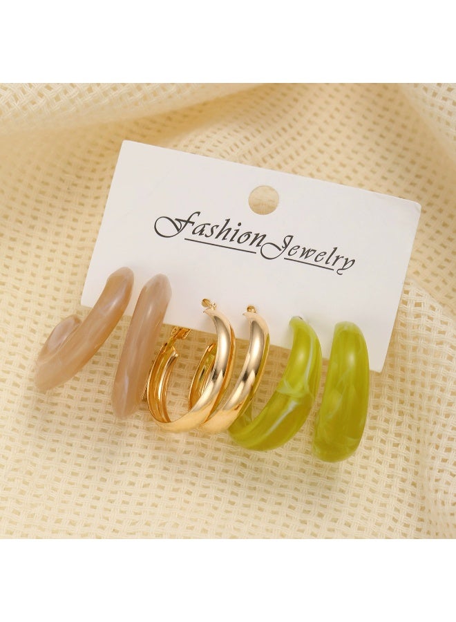 Goolsky طقم أقراط أكريليك ملون للنساء - مجموعة حلقات وأقراط بسيطة وأنيقة، مجوهرات يومية خفيفة الوزن - Image 5